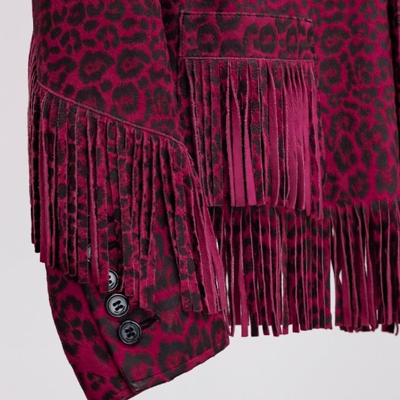 Saint Laurent Fringed Leopard Print Curtis Jacket - Picture 7 of 13